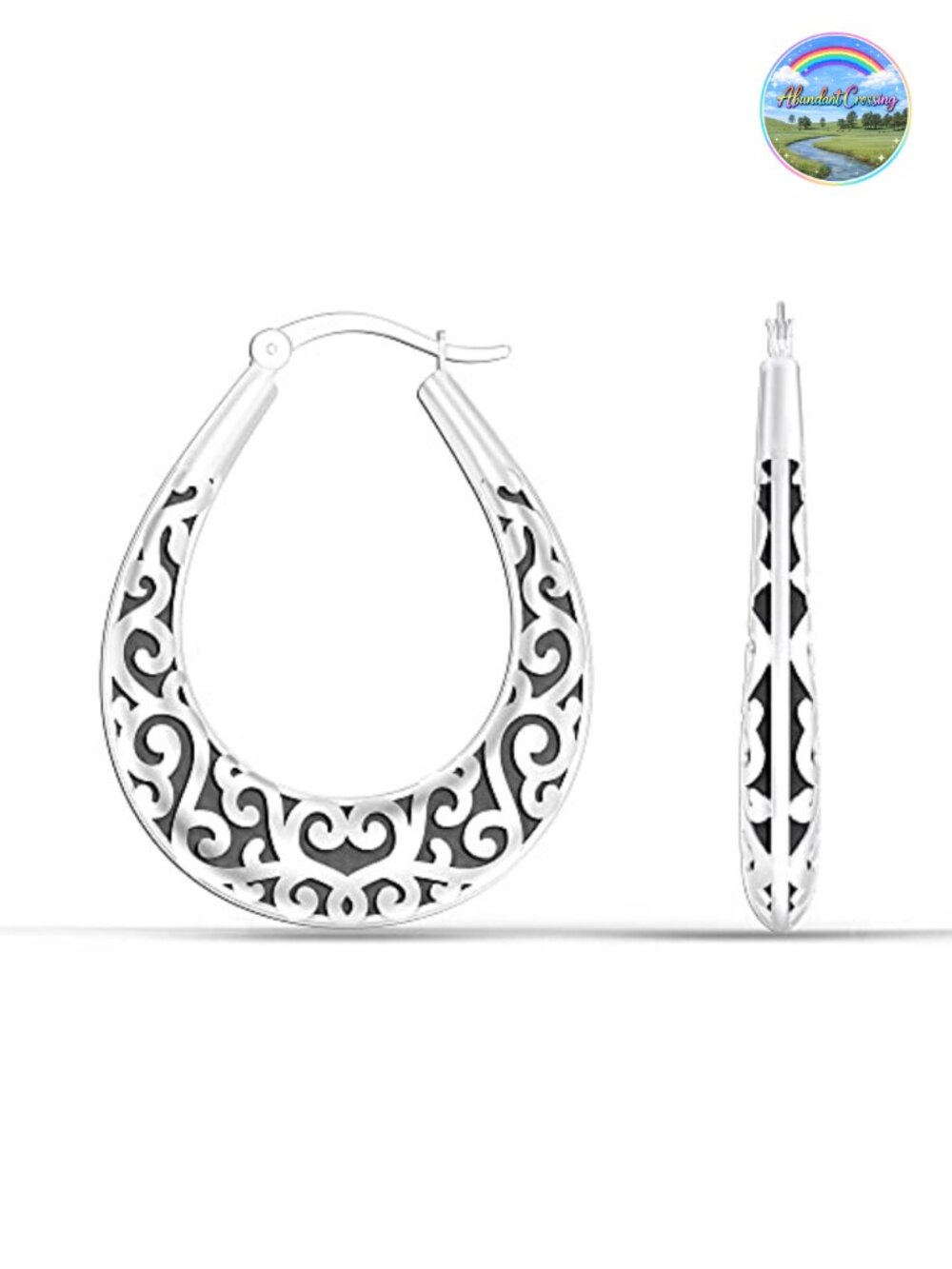 925 Sterling Silver Bali Italian Antique Click-Top Hoop Earrings